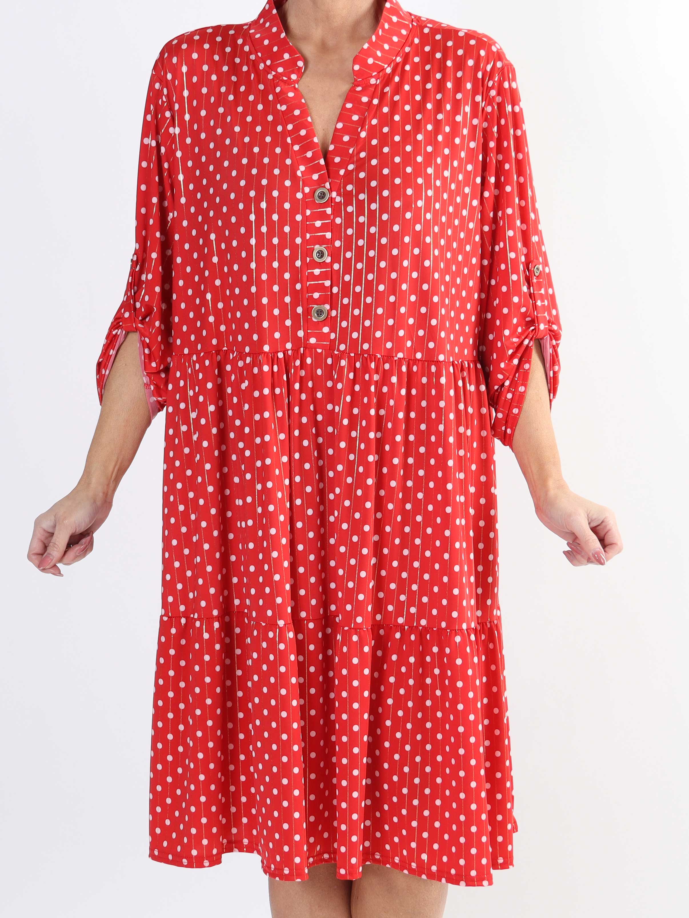 Milano Dot Midi - Plus size kjole med prikker og lag på lag look